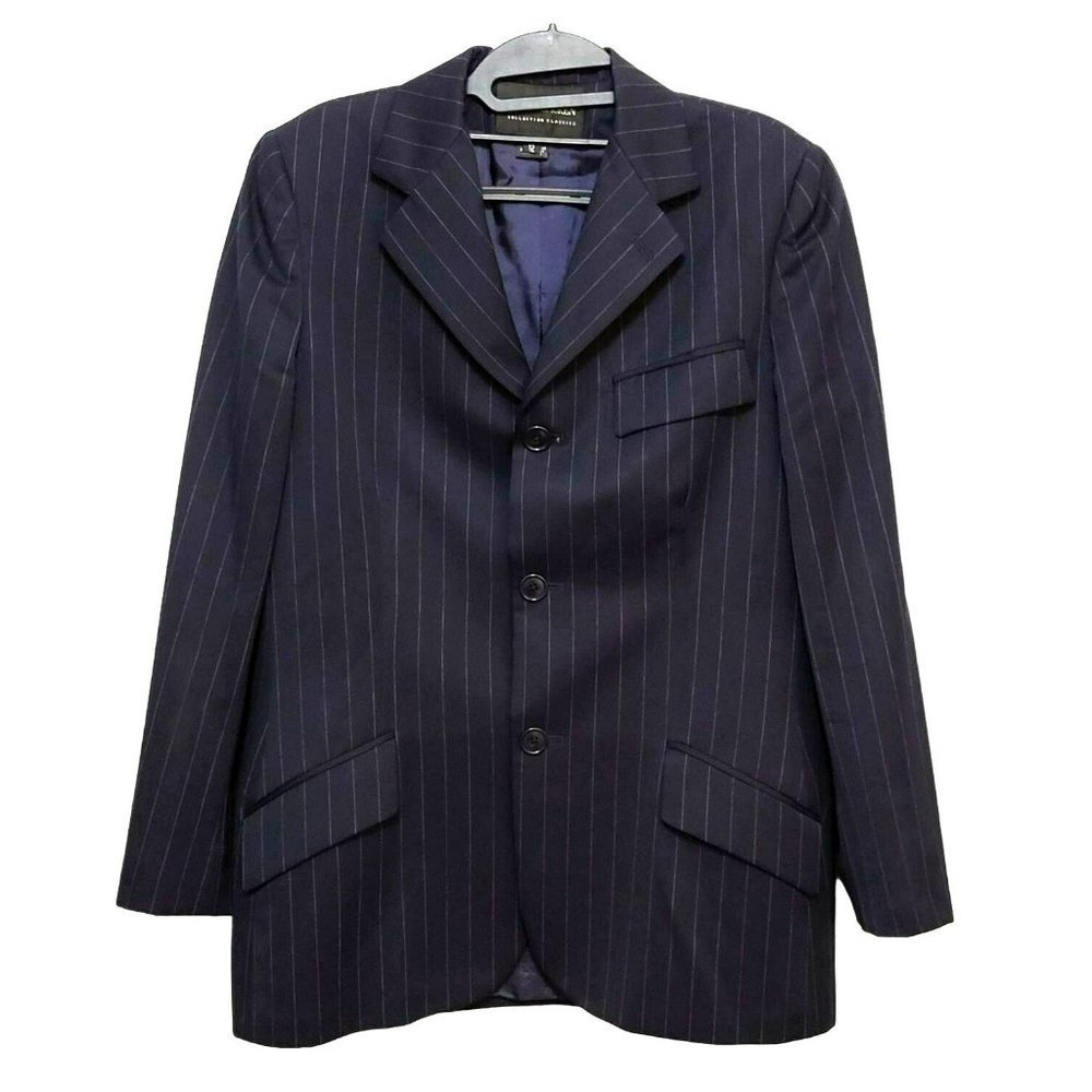 RALPH LAUREN Wool Blazer Black Label Pinstriped Jacket